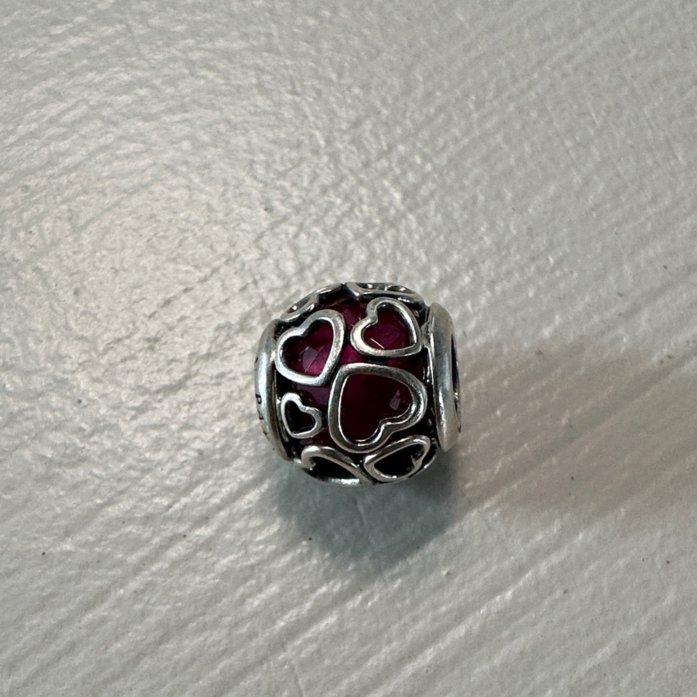 Pandora Cerise Encased in Love Moments Charm Silver